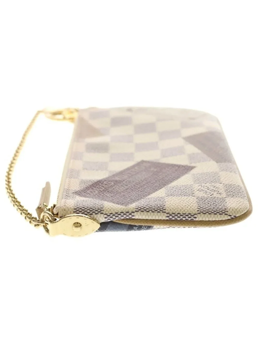 Louis Vuitton Damier Azur Pochette Mila MM Mini Handbag Chain Bag Case Ivory